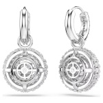 Sublima drop earrings Round cut, White, Rhodium plated